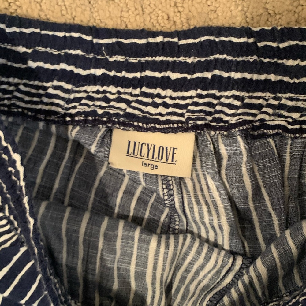 Navy and White Flowy Pants